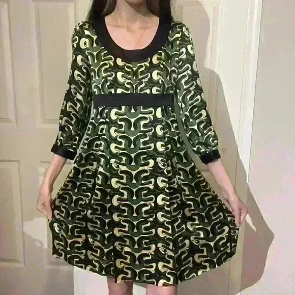 Vintage Diane Von Furstenberg Steffi Chain Link Silk Evening Empire Dress Size 2 - Picture 10 of 16